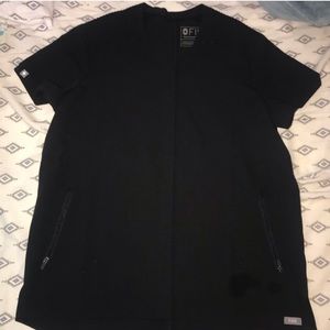 *RARE* Figs Limbe Collarless Moto Scrub Top Black